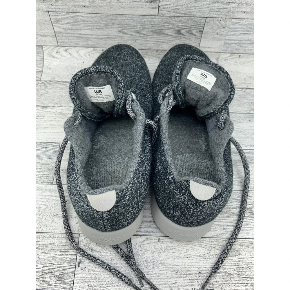 Allbirds Wool Runners Women Sz 8 Charcoal Grey Marl Merino Wool Sneakers PO 0162